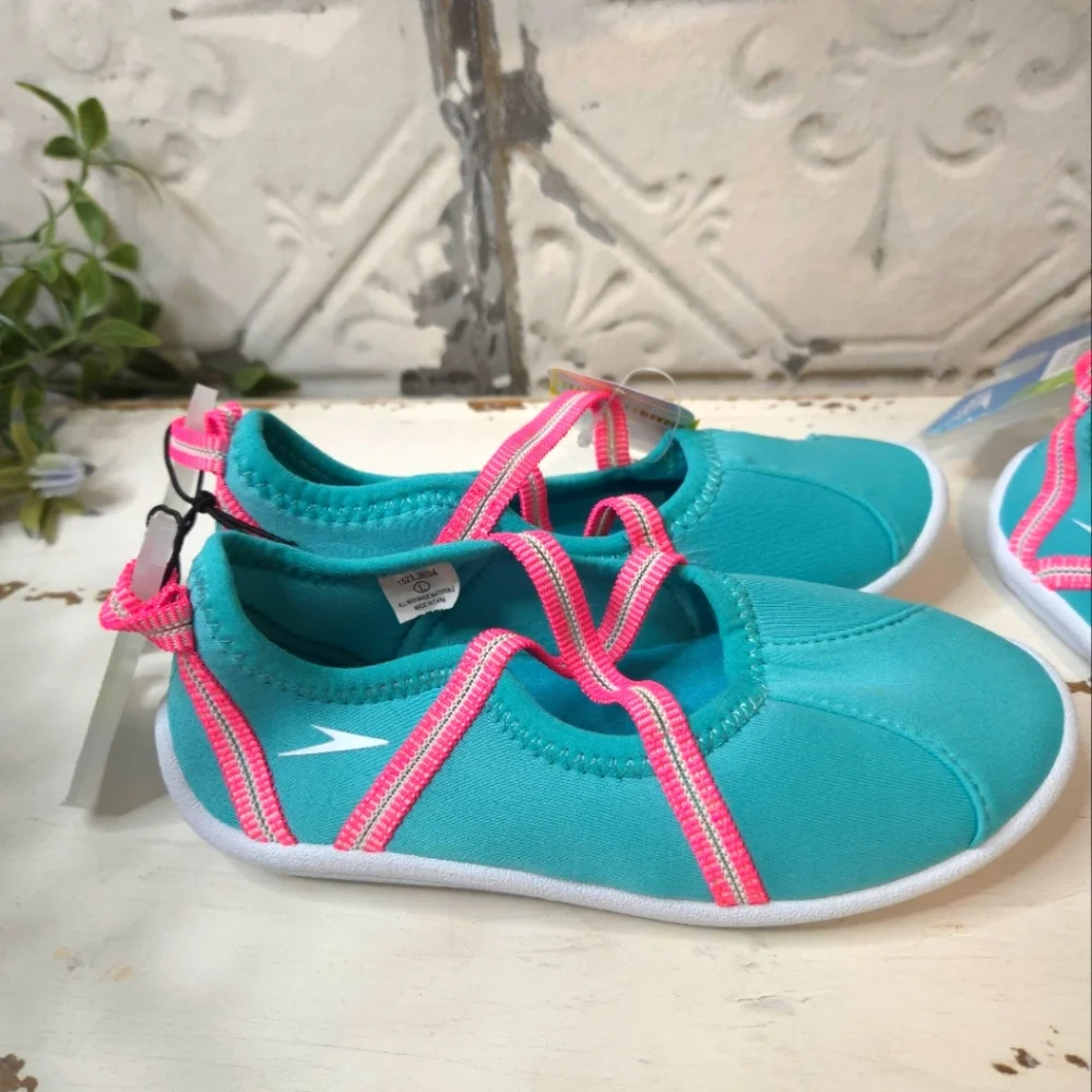 Speedo Toddler Girls' Mary Jane -Water Shoes- Turquoise/Aqua and Pink Size S NWT